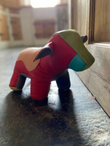 Multi Bright Leather Doorstop - Cow by Owen Barry (5)