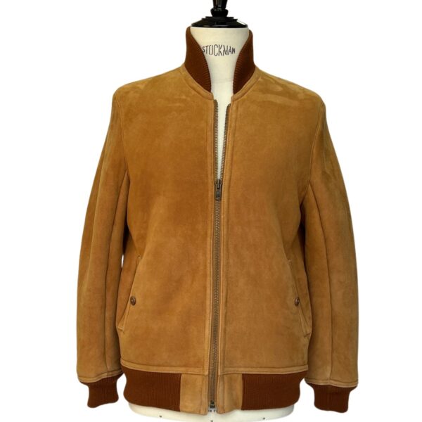 Mens Sheepskin Bomber jacket style Felix in Brandy Cream by Owen Barry