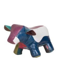 Multi Bright Leather Doorstop - Cow by Owen Barry