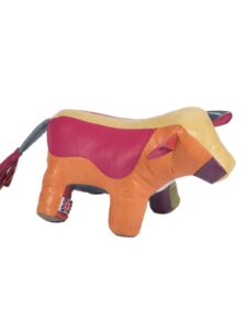 Multi Bright Leather Doorstop - Cow by Owen Barry