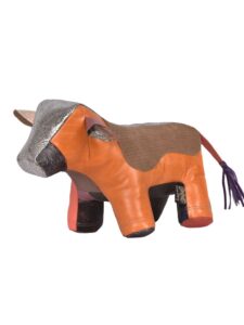 Multi Bright Leather Doorstop - Cow by Owen Barry