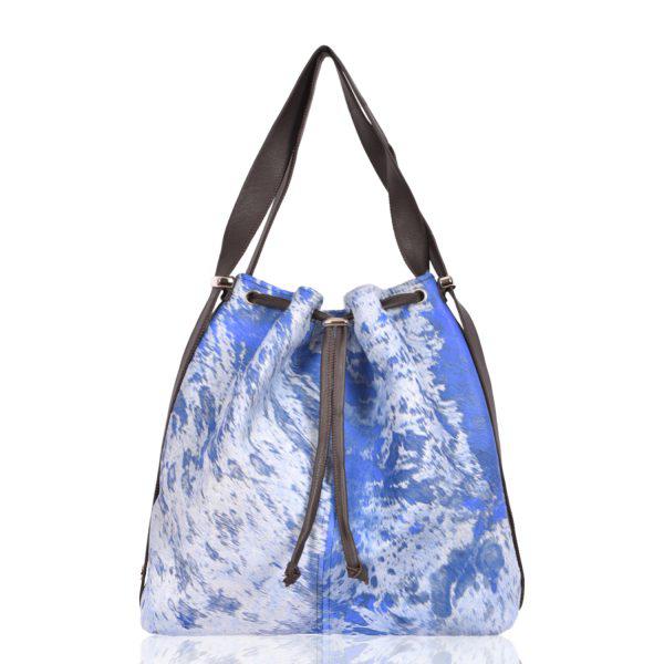 Cowhide Backpack Shoulder Bag Royal Acido Union Blue - Mathilde - Front