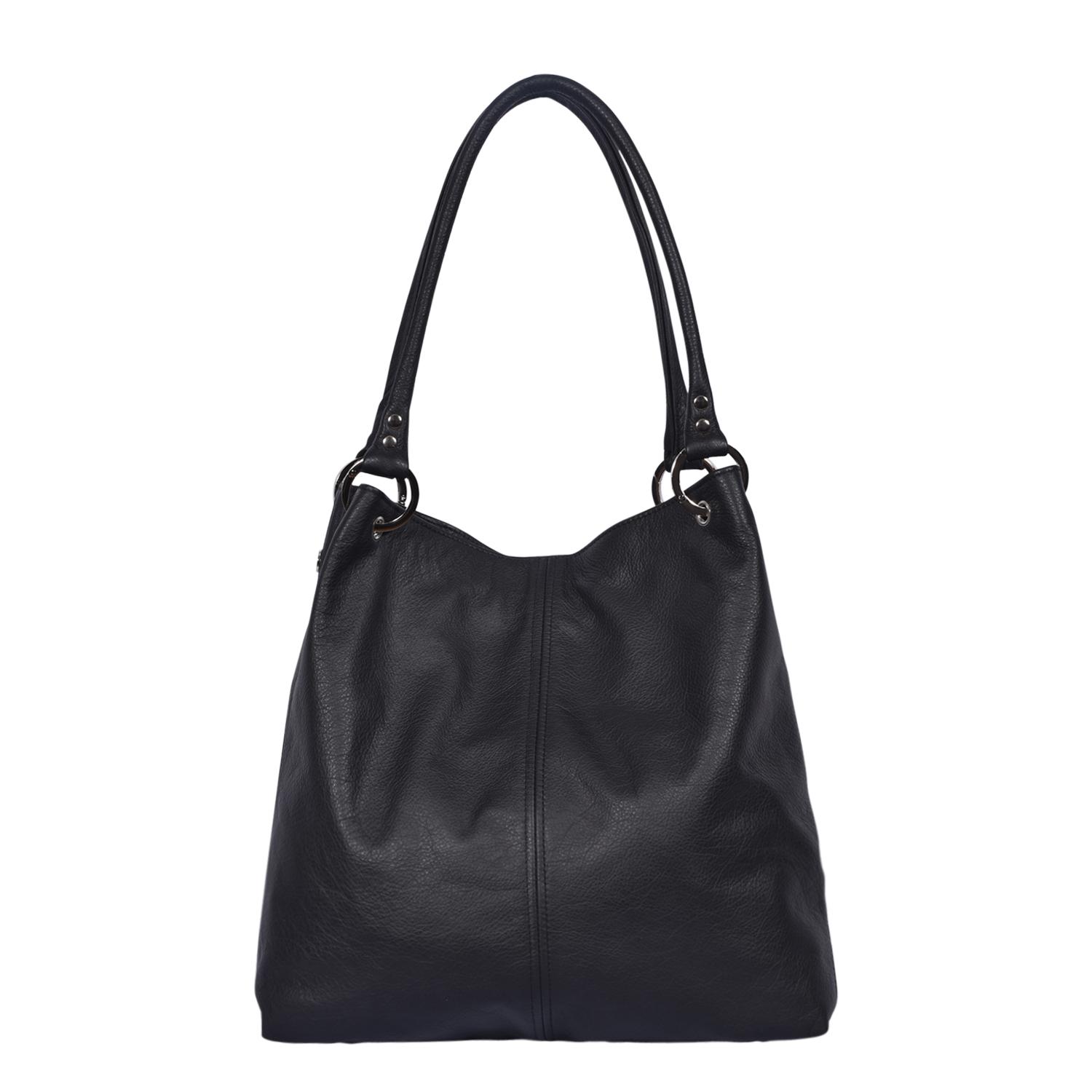 Leather Shoulder Bag Black - Dudley - Back