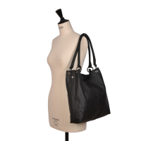 Leather Shoulder Bag Black - Dudley - Model