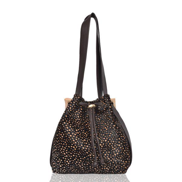 Leather Backpack Shoulder Bag Pearl Drop Pebbles - Mathilde Mini - Front