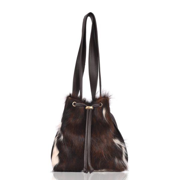 Leather Backpack Shoulder Bag Tricolour Brown - Mathilde Mini - Front