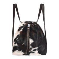 Cowhide Backpack/Shoulder Bag Tricolour Brown - Mathilde - Front 2