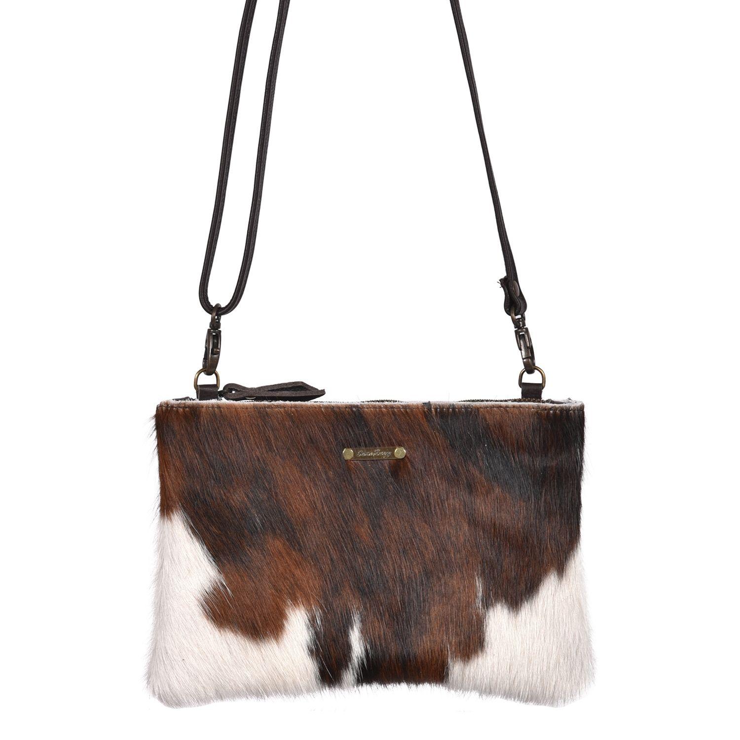 Cowhide Crossbody Bag Tricolour - Mansell - Front
