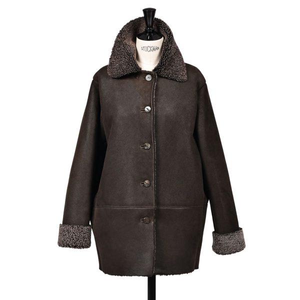 Sheepskin Classic Jacket Brown Hurricane - Rowan - Front 2