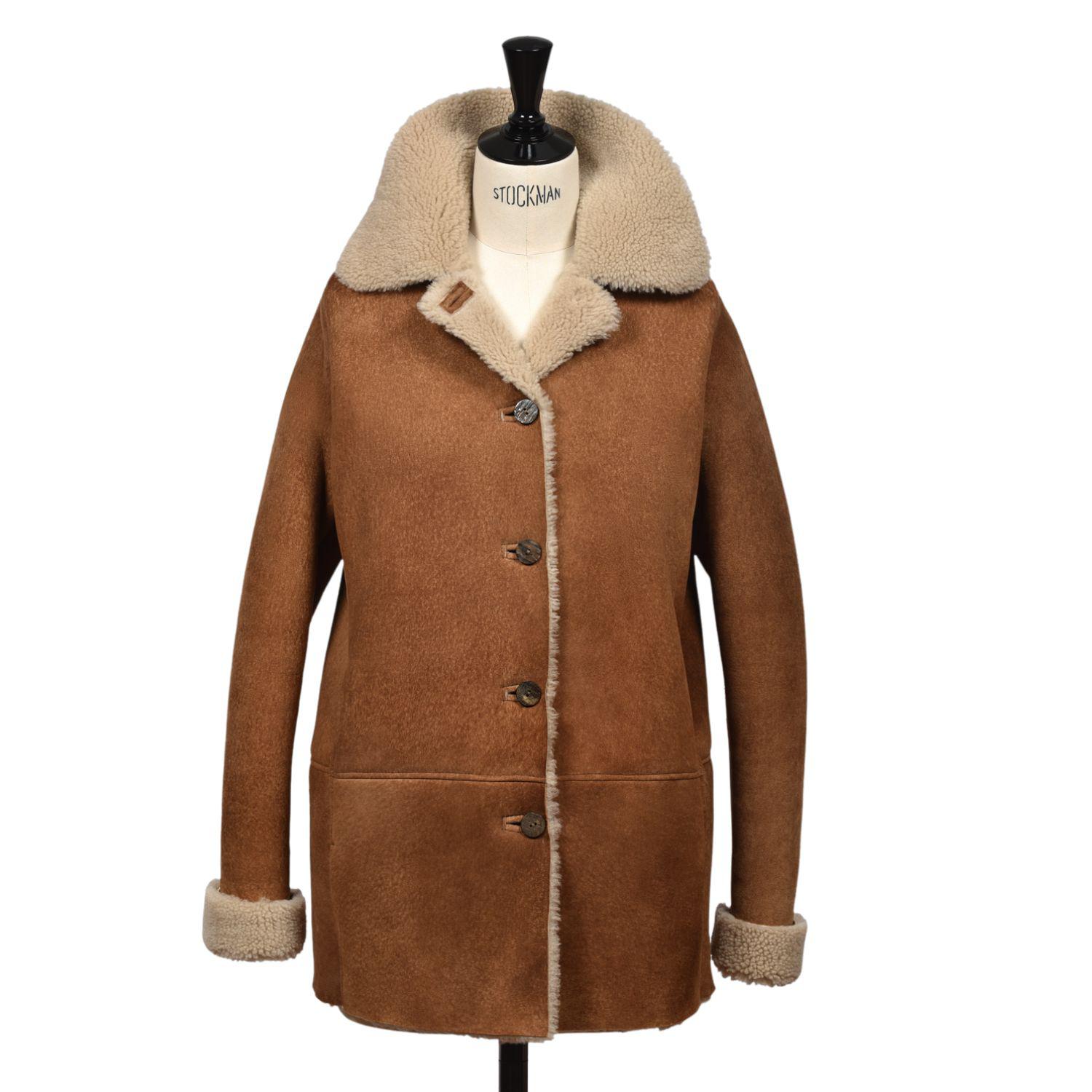 Sheepskin Classic Jacket Tan Gonfio - Rowan - Front 2