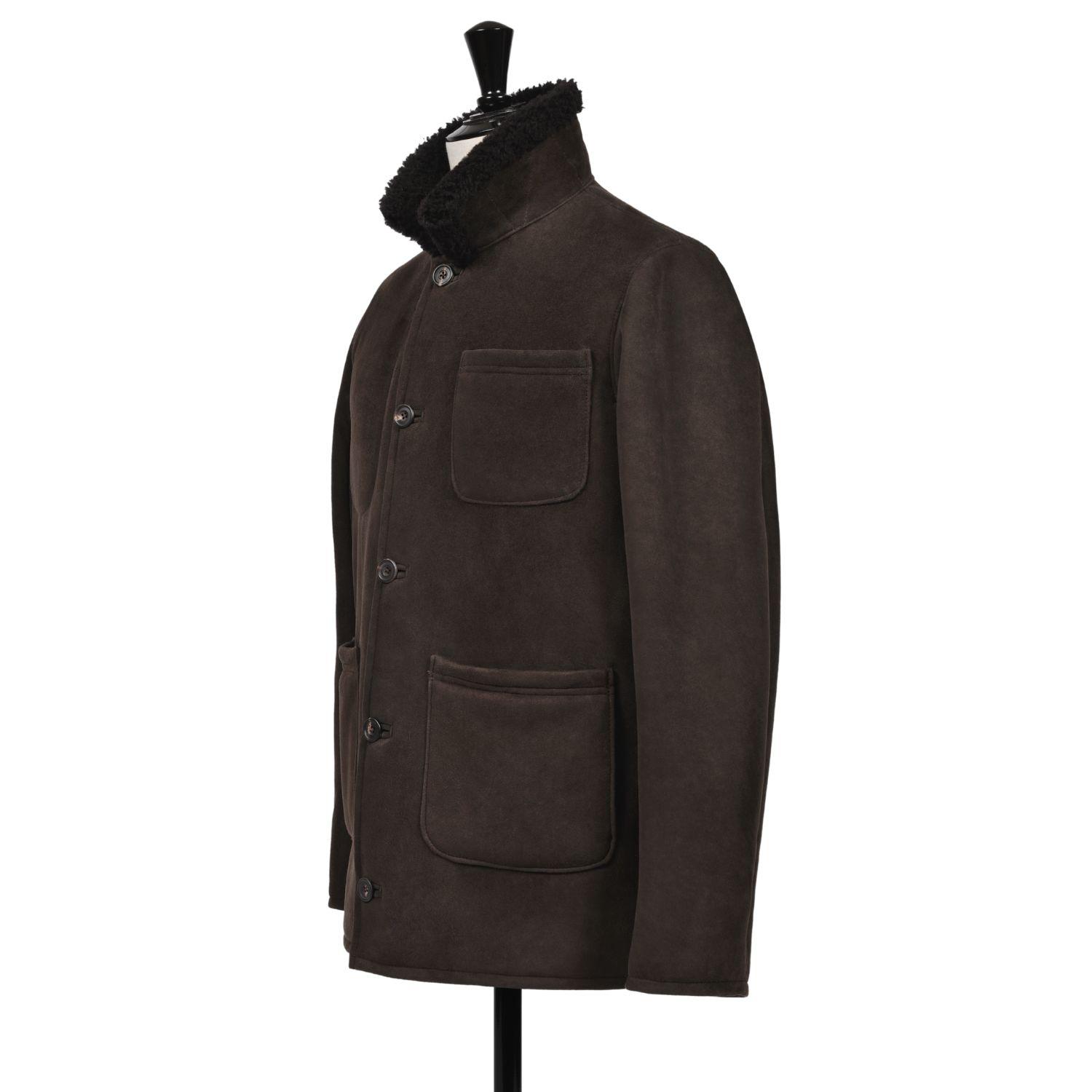 Sheepskin Chore Jacket Ebony Brown - Cyrus - Side