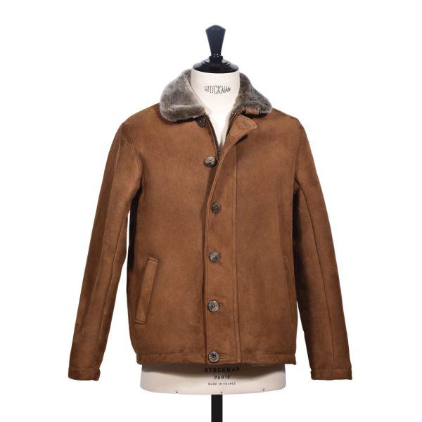 Sheepskin Bomber Jacket Ottoman Tan - Bennett - Front 3