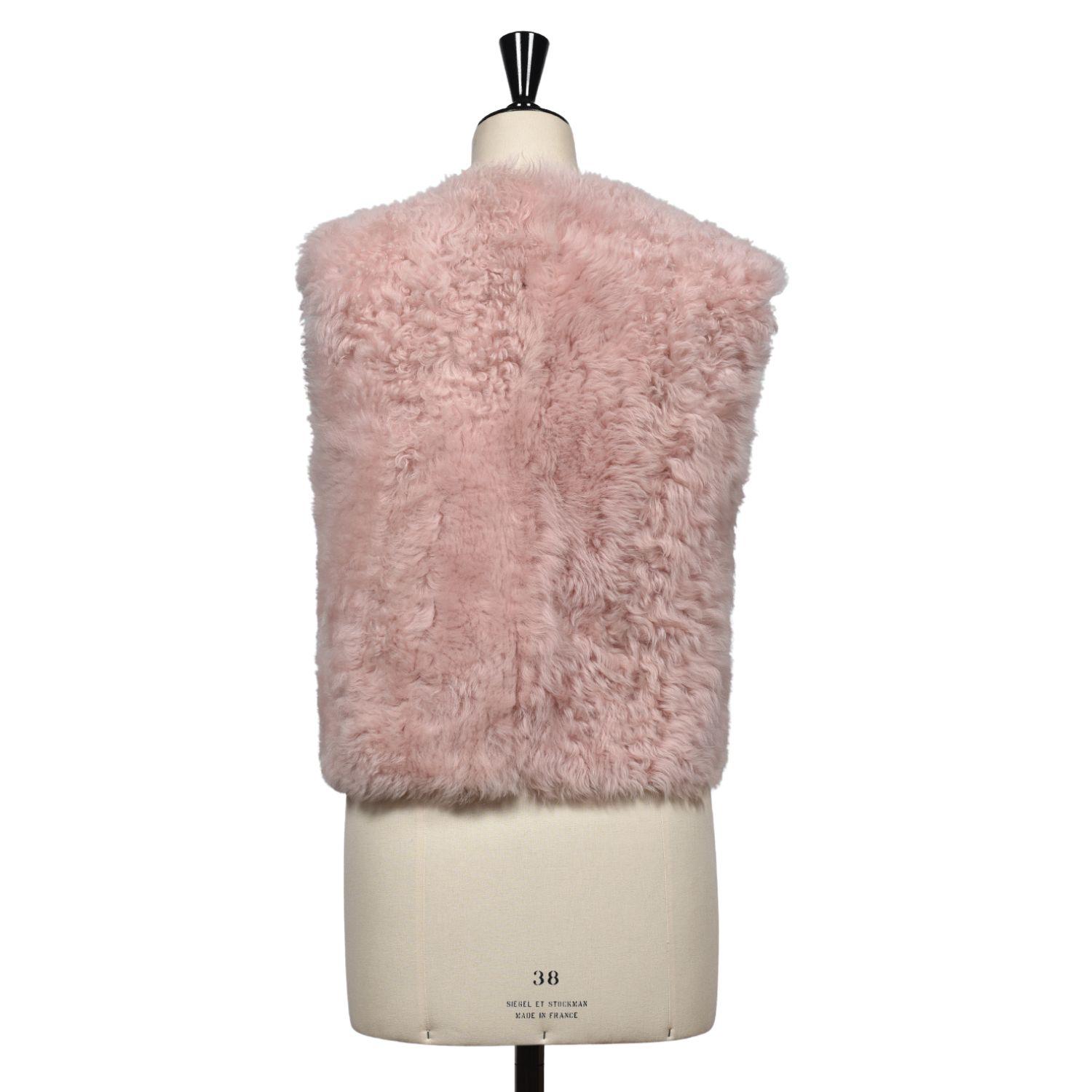Sheepskin Reversible Vest Blossom Pink - Robyn - Back