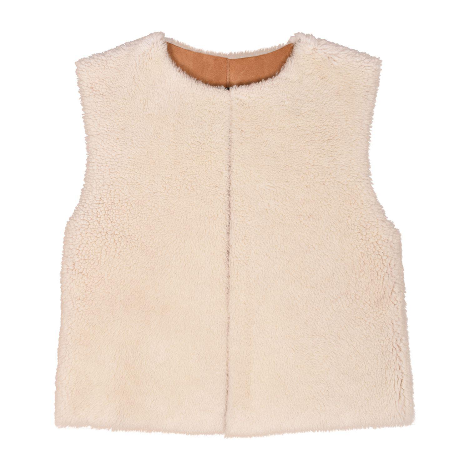 Sheepskin Reversible Vest Brandy Cream - Robyn - Front Inverted No Model