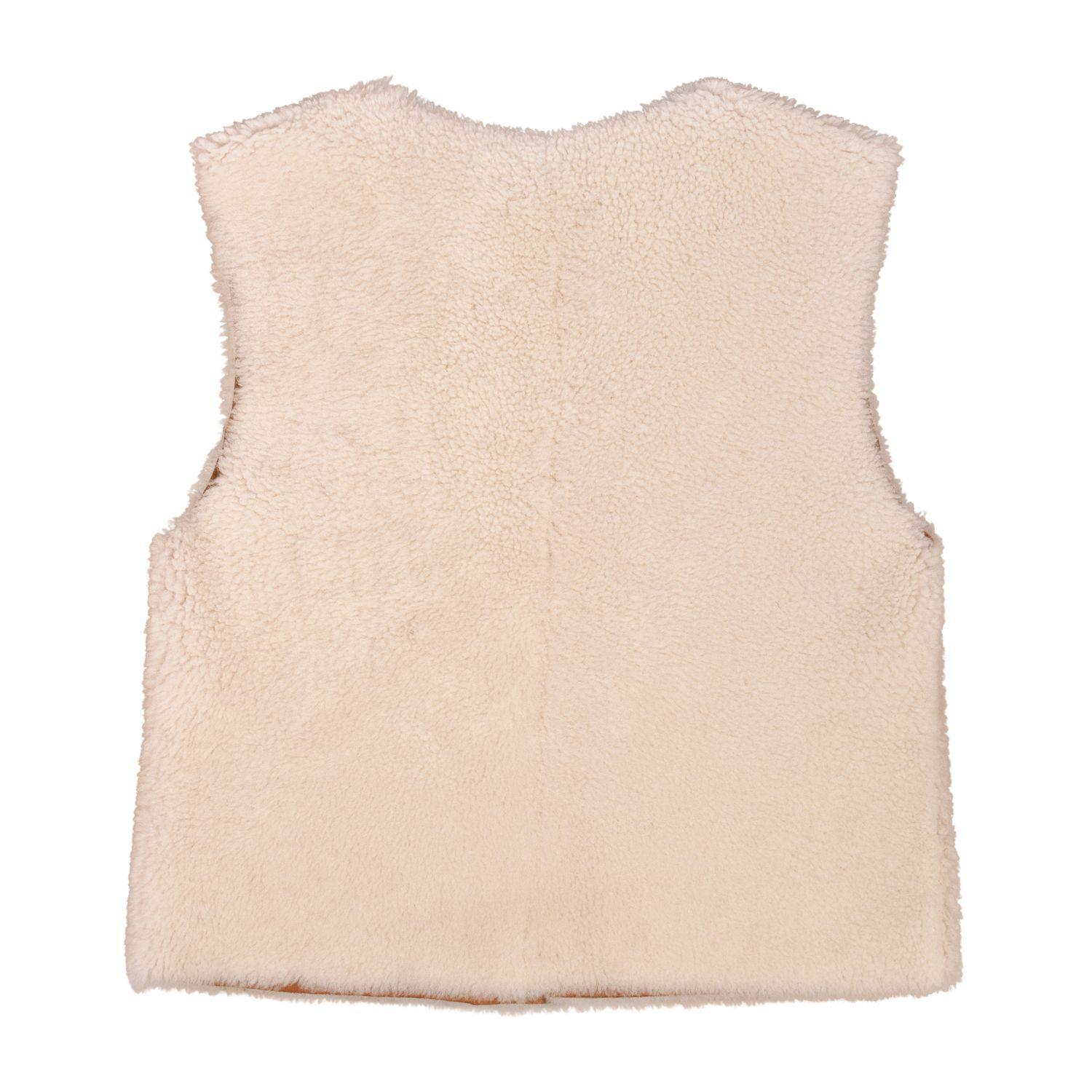 Sheepskin Reversible Vest Brandy Cream - Robyn - Back Inverted No Model