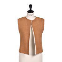 Sheepskin Reversible Vest Brandy Cream - Robyn - Front