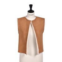 Sheepskin Reversible Vest Brandy Cream - Robyn - Front 2