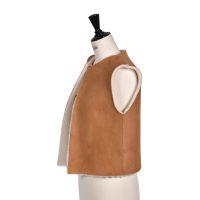 Sheepskin Reversible Vest Brandy Cream - Robyn - Side