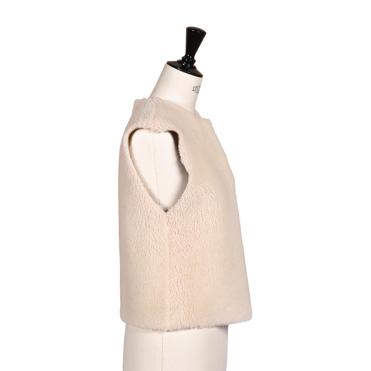 Sheepskin Reversible Vest Brandy Cream - Robyn - Side