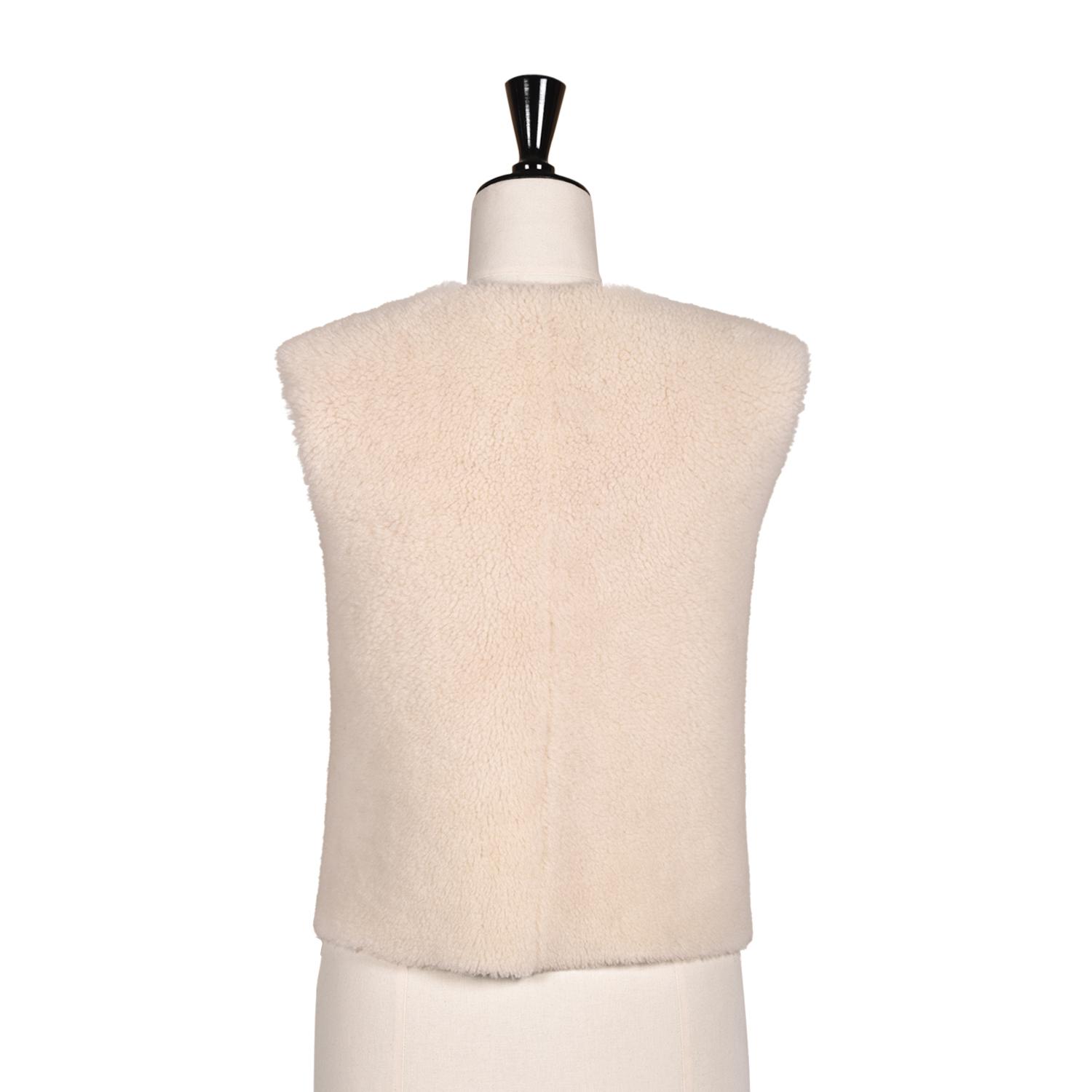 Sheepskin Reversible Vest Brandy Cream - Robyn - Back Inverted