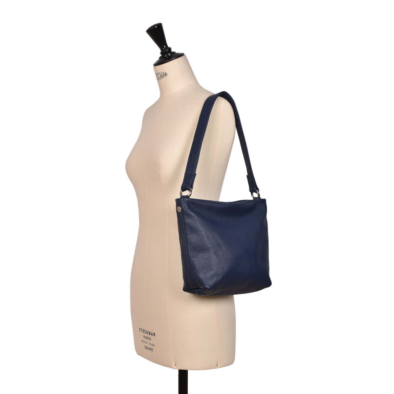 Leather Shoulder Bag Union Blue - Cookie - Model