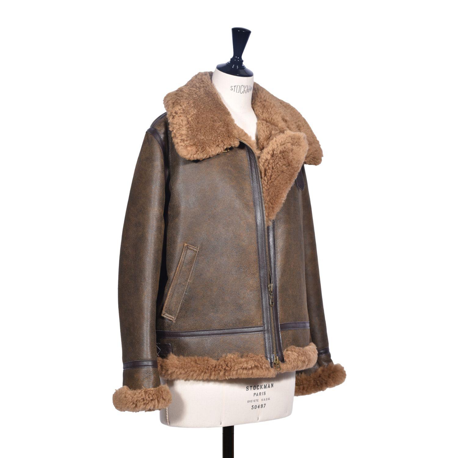 Sheepskin Classic Flying Jacket Antique Brown IZL - Amy - Side 2