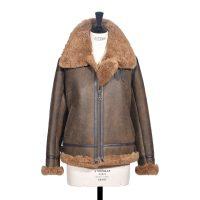 Sheepskin Classic Flying Jacket Antique Brown IZL - Amy - Front