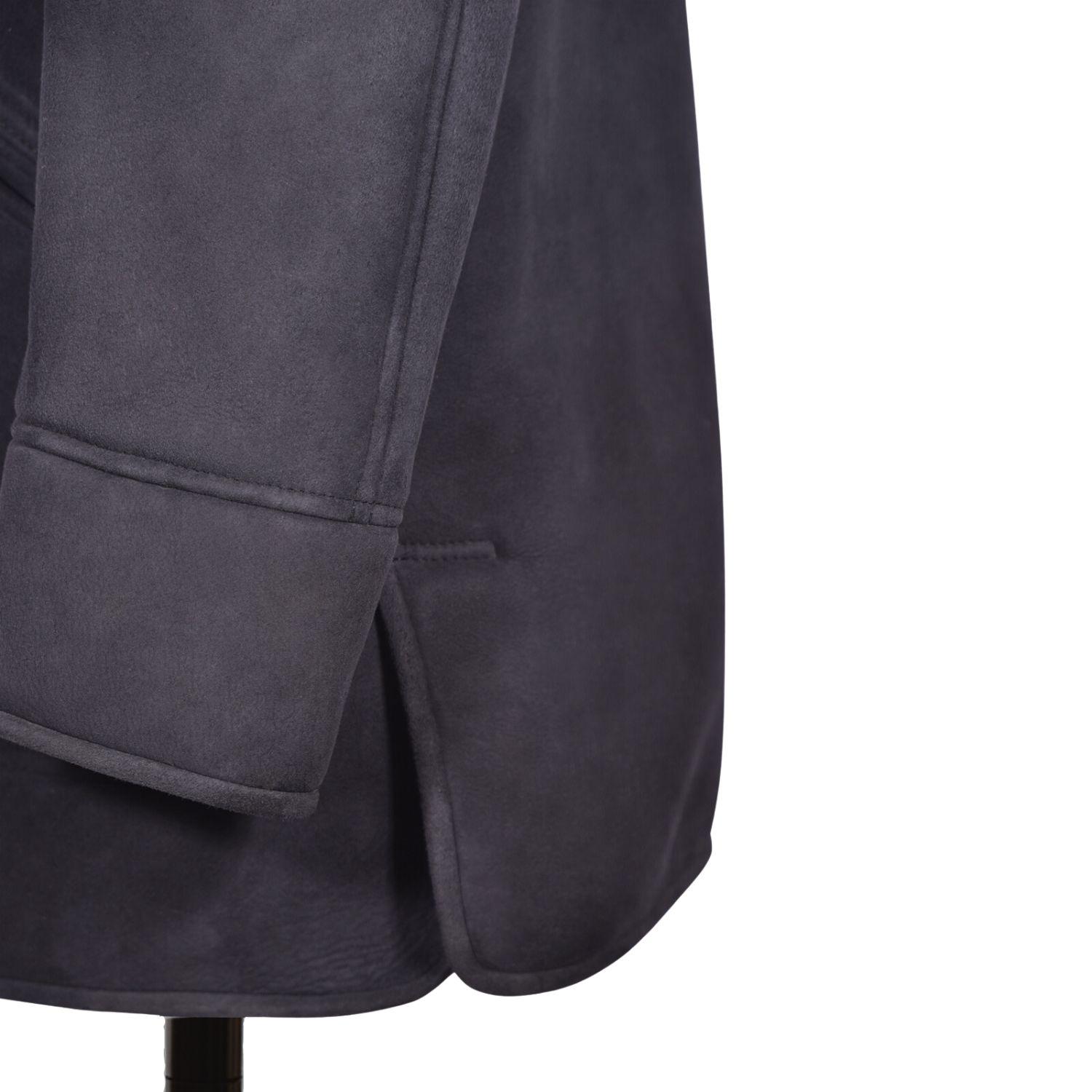 Sheepskin Classic Coat Navy Blue - Adam - Closeup
