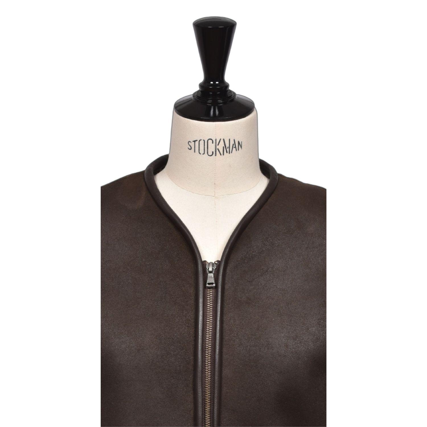 Sheepskin Zipper Gilet Brown Hurricane - Lilith - Closeup 2