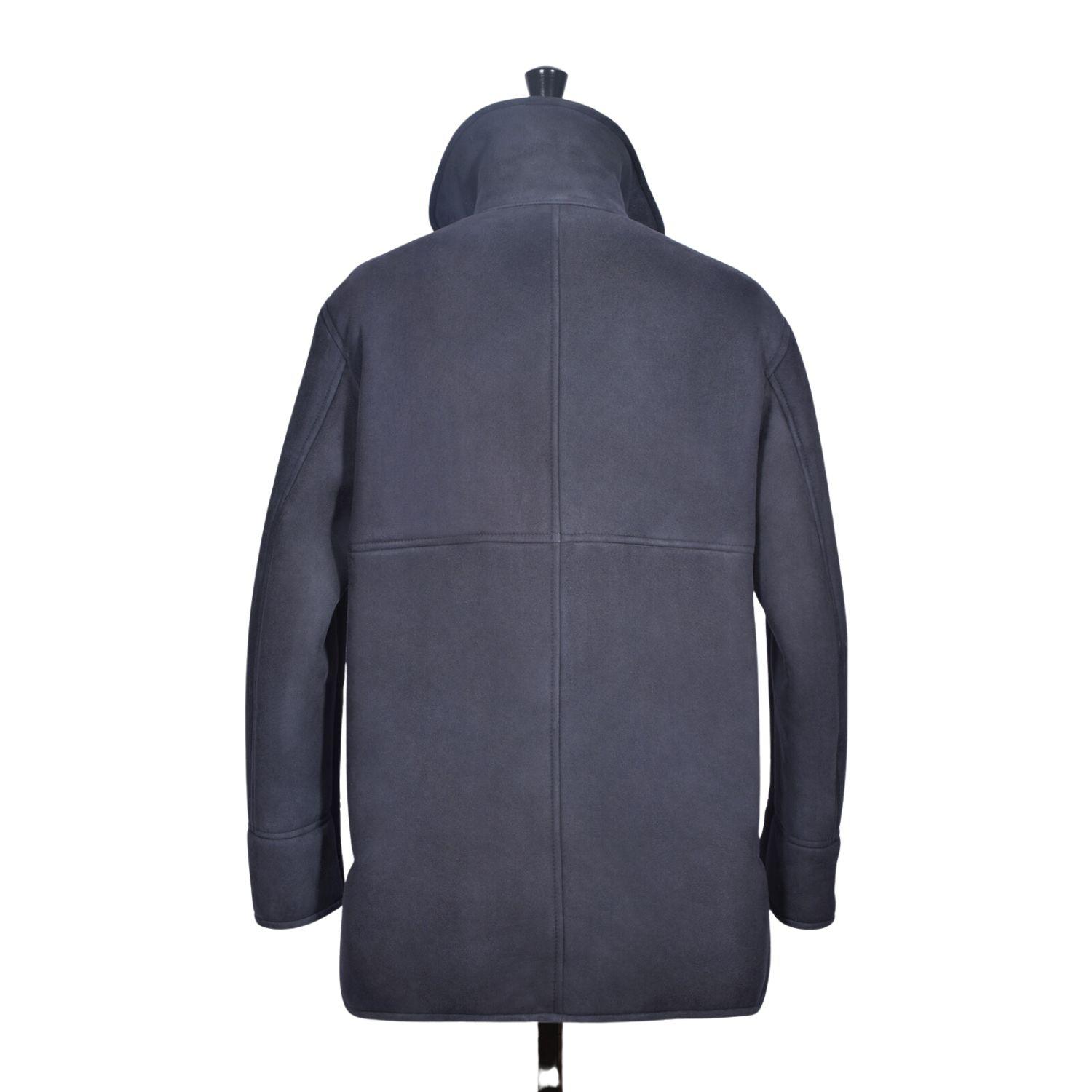 Sheepskin Classic Coat Navy Blue - Adam - Back