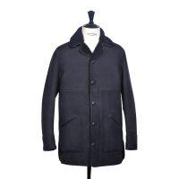 Sheepskin Classic Coat Navy Blue - Adam - Front
