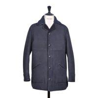 Sheepskin Classic Coat Navy Blue - Adam - Front 3