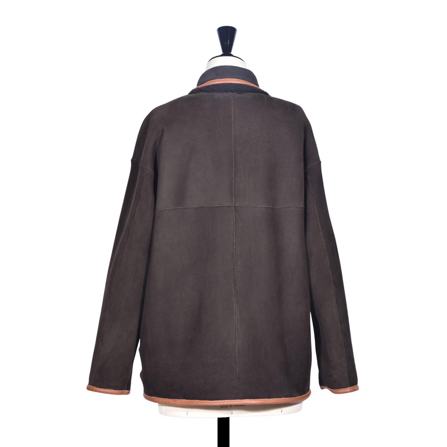 Sheepskin Classic Reversible Jacket Ebony Brown | Porlock | Back