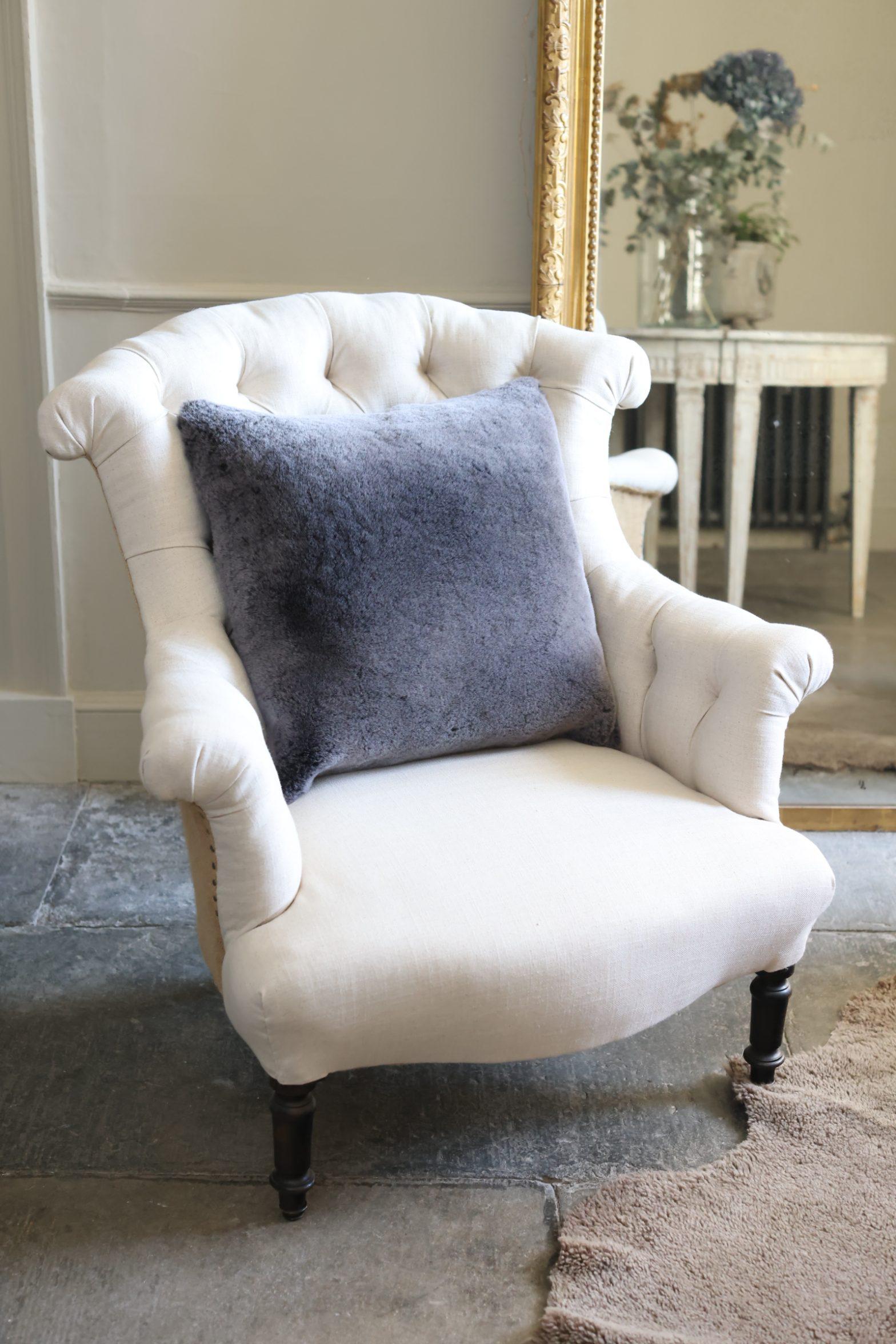 Sheepskin Cushion British Graphito Grey 50x50cm Cushion by Owen Barry