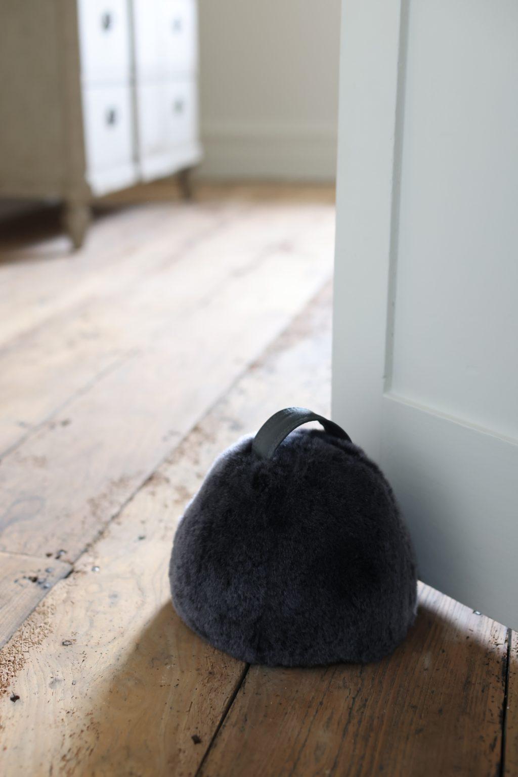 Sheepskin British Doorstop Graphito Grey Chairman by Owen Barry