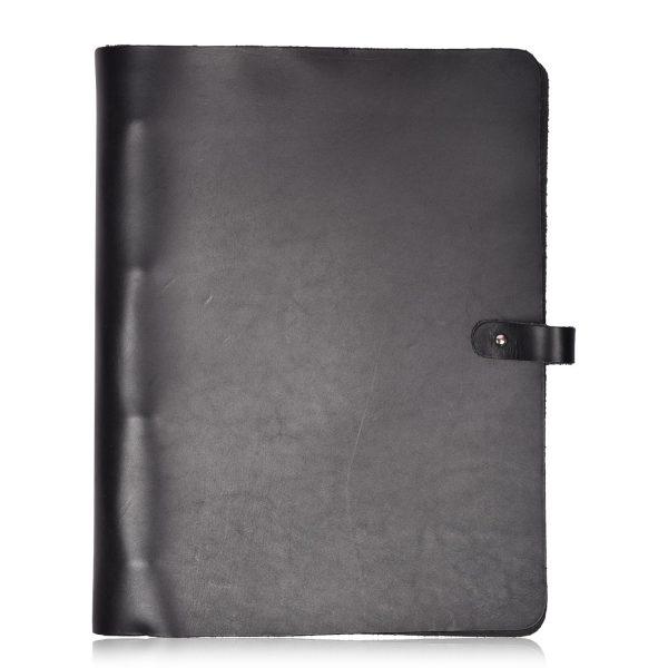 Leather A4 Ring Binder Black Veg Tan Folder