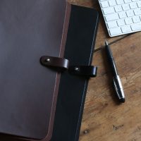Leather A4 Ring Binder Brown and Black Veg Tan Folders Lifestyle