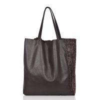 Sheepskin Tote Bag Hurricane Brown - Keinton - Back