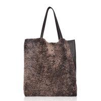 Sheepskin Tote Bag Hurricane Brown - Keinton - Front