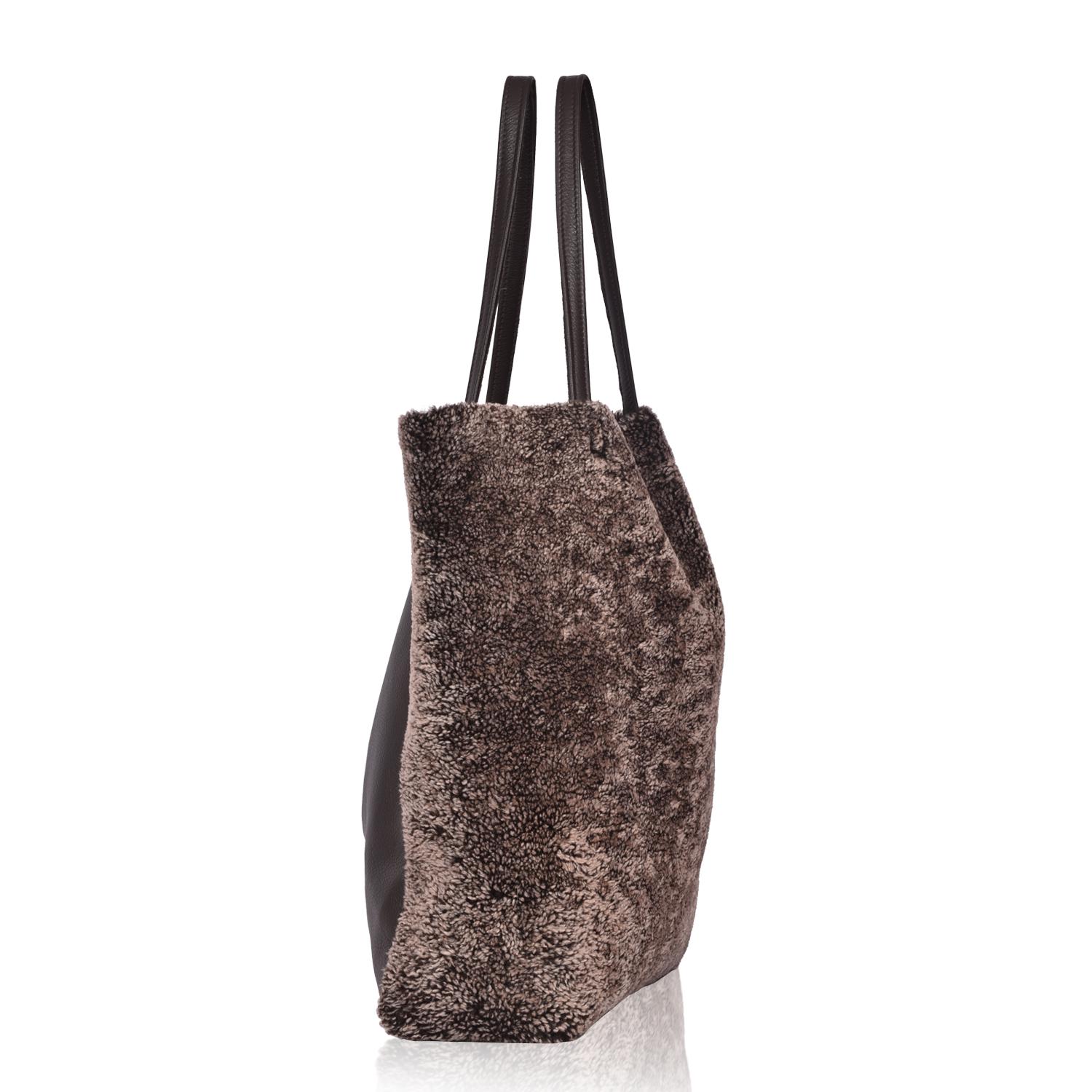 Sheepskin Tote Bag Hurricane Brown - Keinton - Side 1