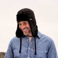 Sheepskin Trapper Hat Black Ironed Garth (1)