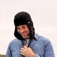 Sheepskin Trapper Hat Black Ironed Garth (1)