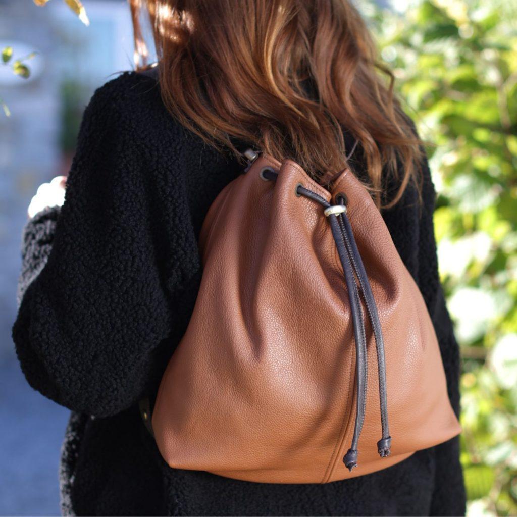 Mathilde leather backpack in London Tan