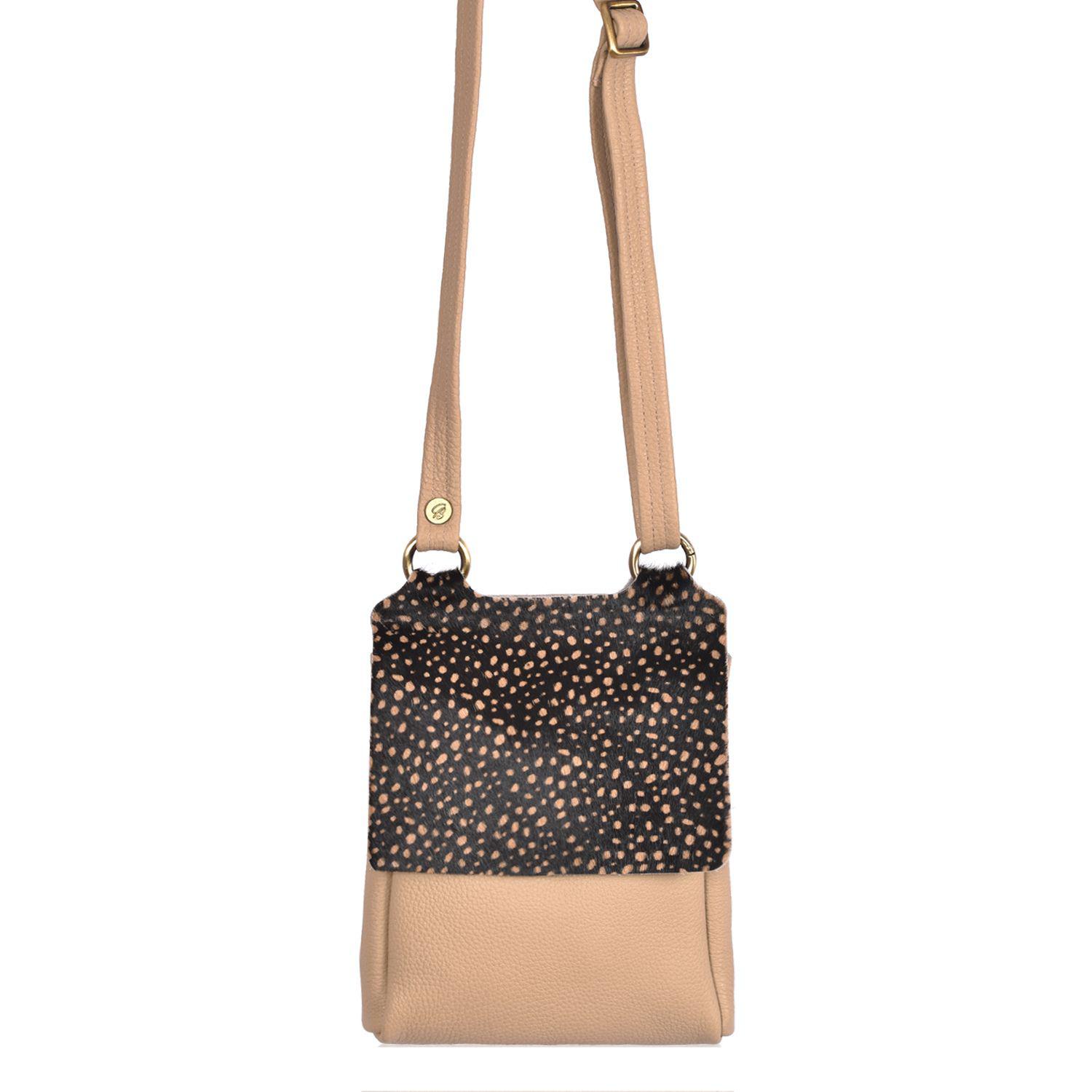 Cowhide Crossbody Bag Pearl Drop Barley - Flora - Front