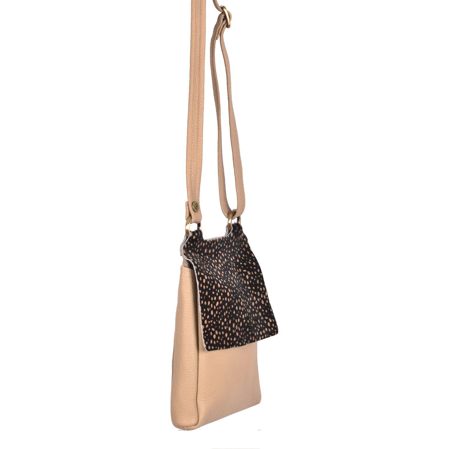 Cowhide Crossbody Bag Pearl Drop Barley - Flora - Side
