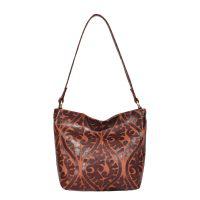 Leather Shoulder Bag Fleur de Lis - Cookie - Front 2
