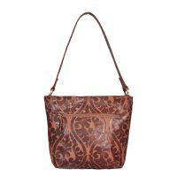 Leather Shoulder Bag Fleur de Lis - Cookie - Back