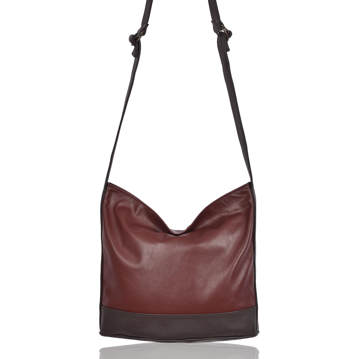 Leather Crossbody Shoulder Bag Merlot - Garland - Back