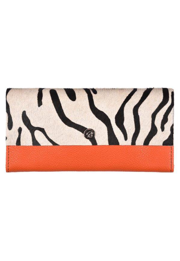 Cowhide Purse Zebra Paprika - Large Vermont - Front