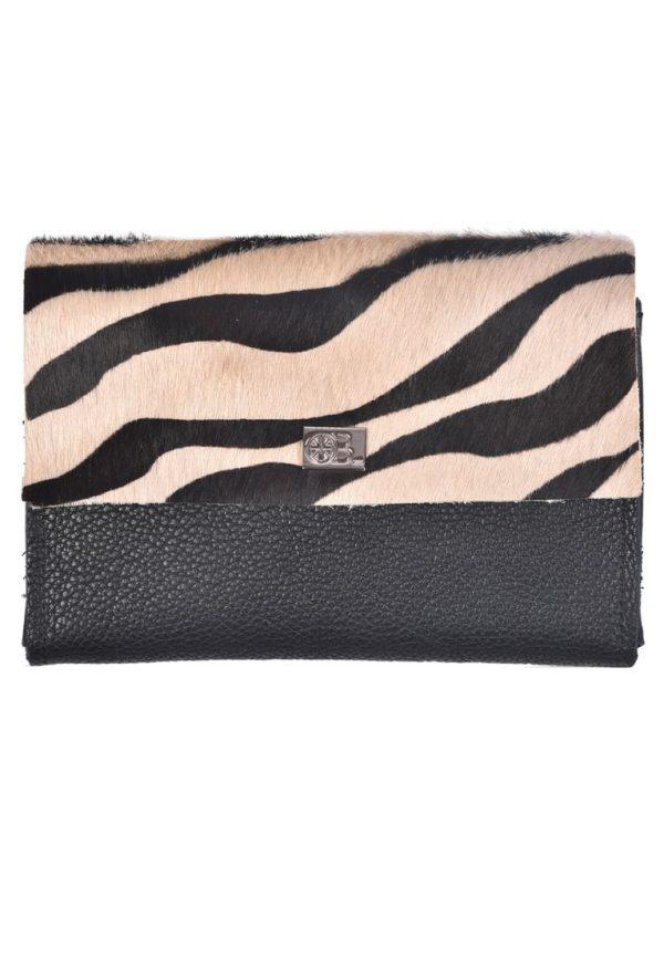 Cowhide Purse Zebra Black - Small Vermont - Front